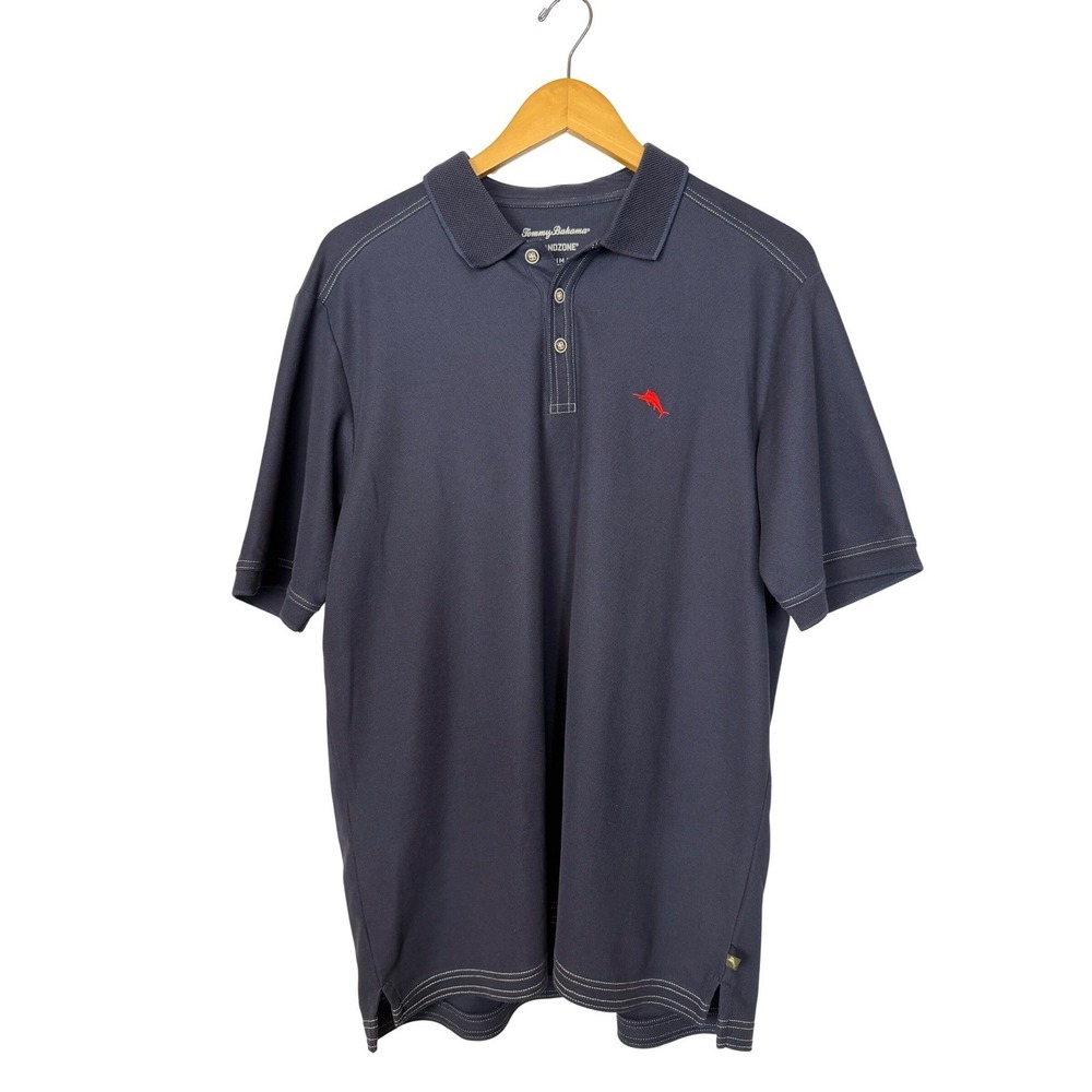 Two Tommy Bahama IslandZone Supima Polo Shirts Bundle Navy Lavender Mens Large